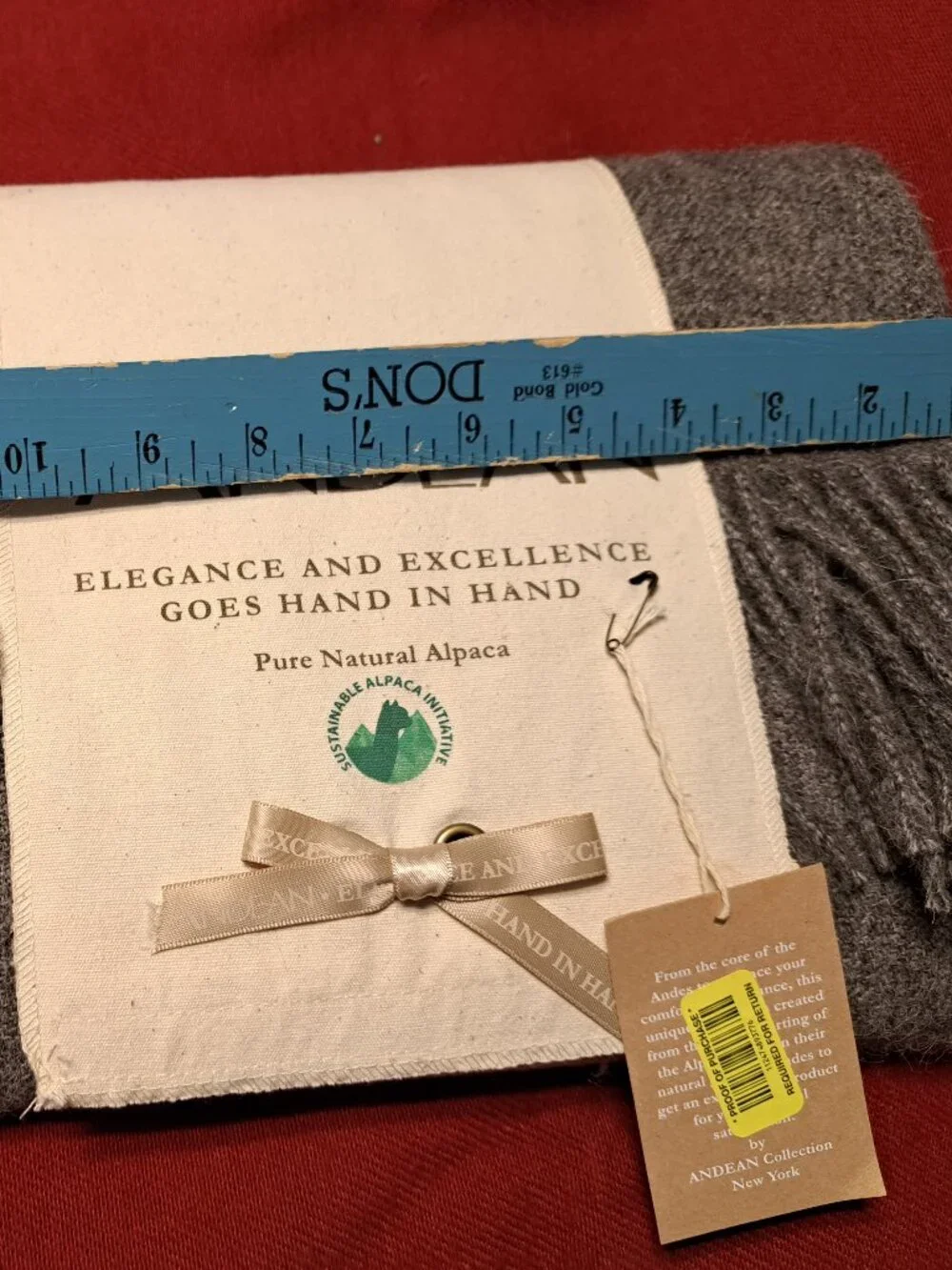 ANDEAN PURE NATURAL ALPACA WOOL THROW GREY NEW IN PKG 51
